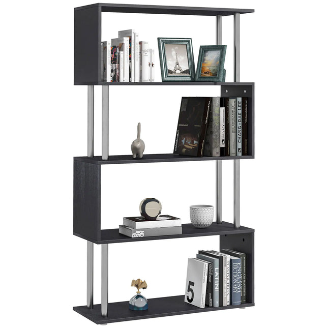 5-Tier S-Shaped Bookshelf – Black