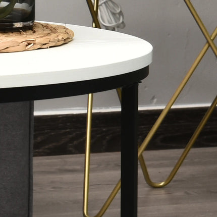 Round Coffee Table with Metal Frame – White