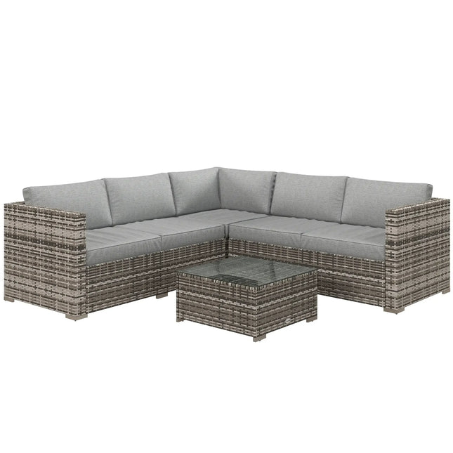 4-Piece Rattan Wicker Outdoor Patio Sectional Corner Sofa With Coffee Table – Grey - Toronto Liquidation Company