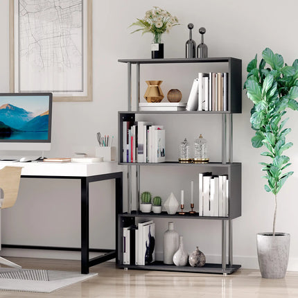 5-Tier S-Shaped Bookshelf – Black