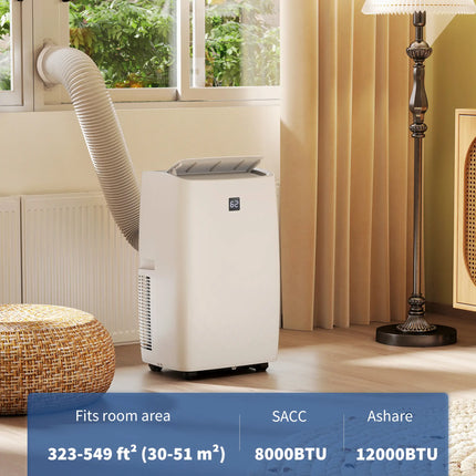 12000 BTU Portable Air Conditioner with Dehumidifier - White