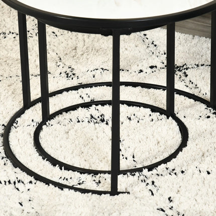 Round Nesting Coffee Table Set of 2 – White