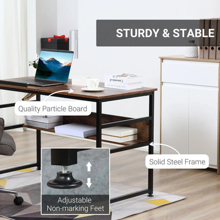 Adjustable Drafting Table with Folding Top and Storage – Rustic Brown
