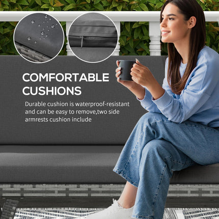 Outdoor Patio Rattan Wicker Loveseat and Chaise Lounge – Dark Grey