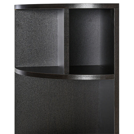 5-Tier Corner Bookcase with Cabinet – Black