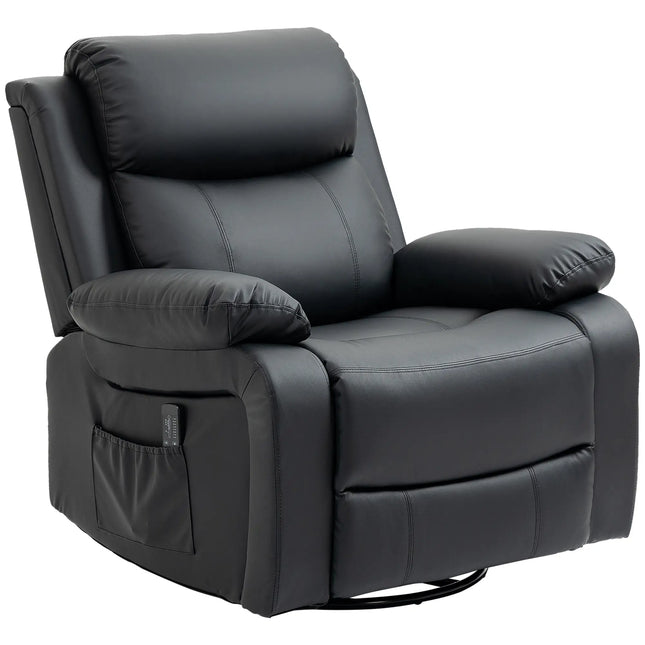 Deluxe Faux Leather Electric Massage Recliner – Midnight Black