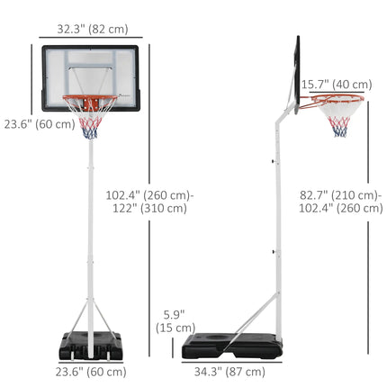 Classic 5-7ft Adjustable Basketball Hoop with Stand and Wheels