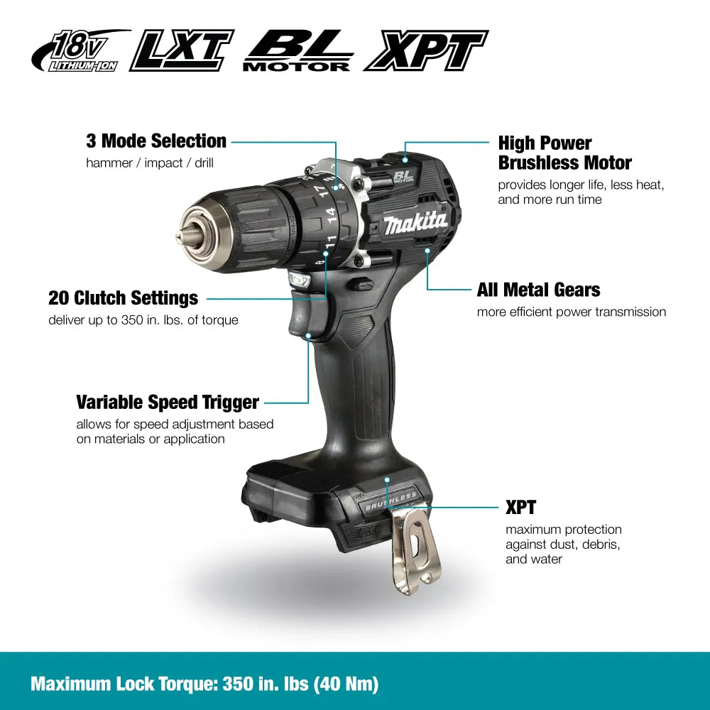 MAKITA 18V LXT Brushless 1/2-Inch SubCompact Hammer Drill-Driver Kit w/1.5Ah Battery & Charger - Toronto Liquidation Company