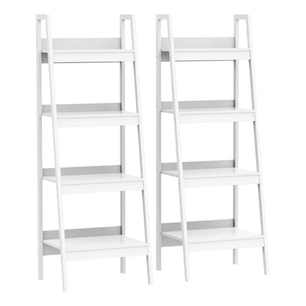 Modern 4-Shelf Leaning Ladder Bookshelf - Set of 2
