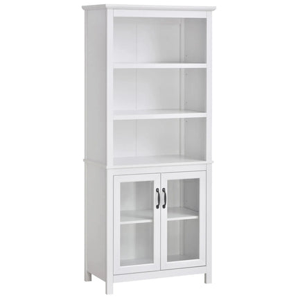 Classic Farmhouse Bookshelf and Cabinet with Glass Doors