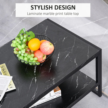 2-Tier Coffee Table with Storage Shelf – Black