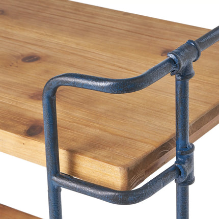 Industrial 3-Shelf Iron Frame Firwood Bookshelf - Wood Brown