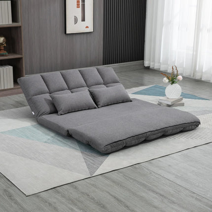 Modern Foldable 2-Seater Floor Sofa Bed – Light Grey