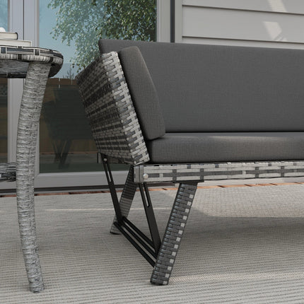 Outdoor Patio Rattan Wicker Loveseat and Chaise Lounge – Dark Grey