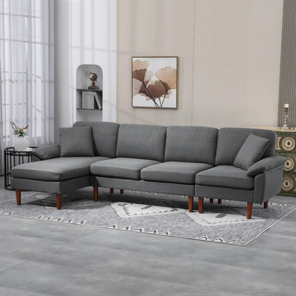 L-Shaped Sectional Sofa with Changeable Chaise Lounge – Dark Grey