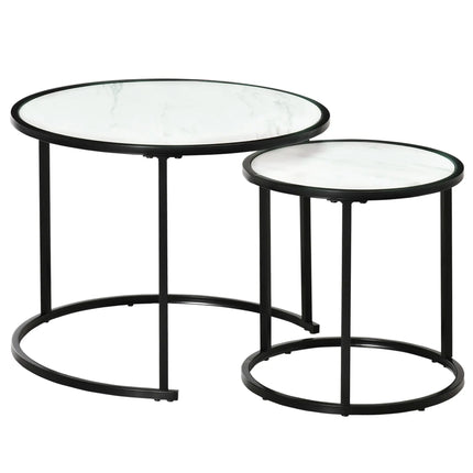 Round Nesting Coffee Table Set of 2 – White