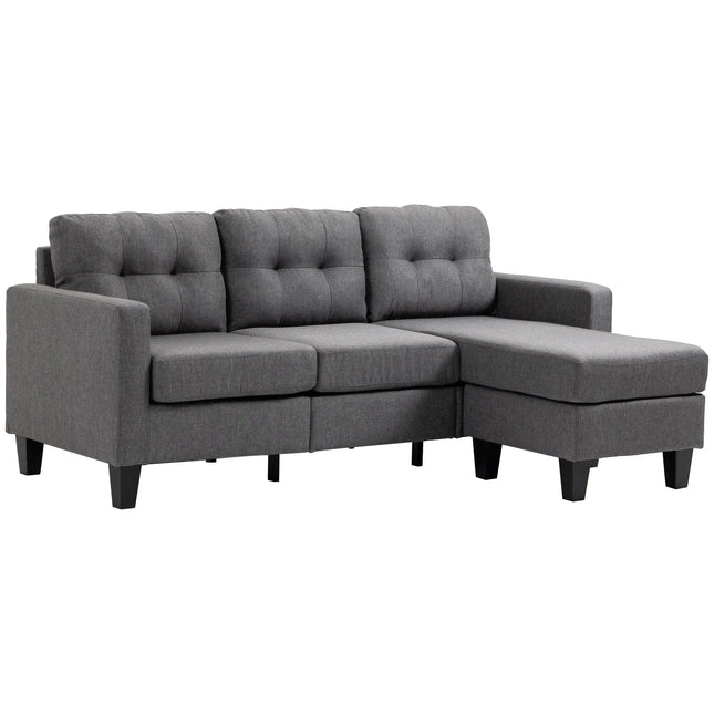 Modern L-Shaped Sectional Sofa with Chaise Lounge – Light Grey