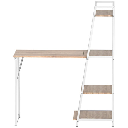 Folding Ladder Computer and Office Desk – White