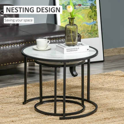 Round Nesting Coffee Table Set of 2 – White