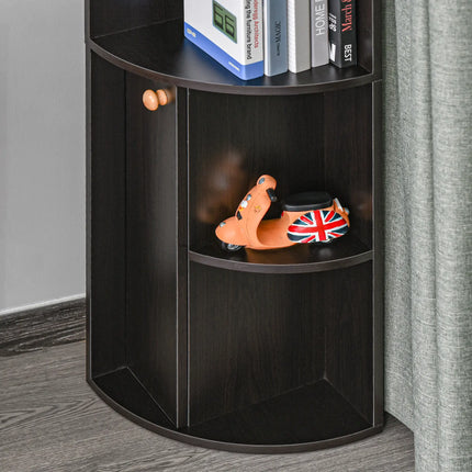5-Tier Corner Bookcase with Cabinet – Black
