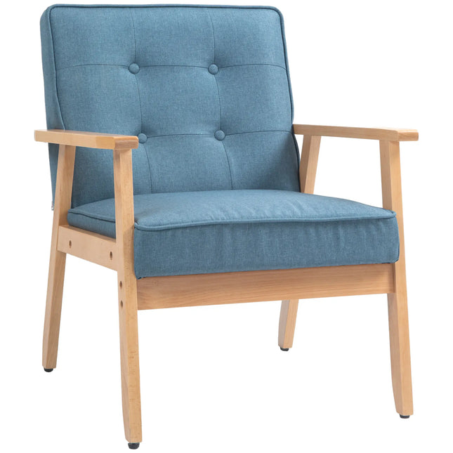 Modern Tufted Armchair – Ocean Blue