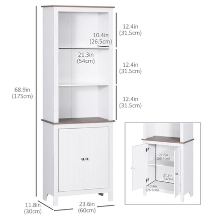 69” Bathroom Storage Cabinet with Double Door Cupboard – White