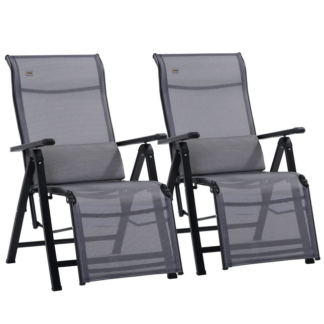 2-Piece Dual Outdoor Patio Zero Gravity Lounger Set with Lumbar Pillow – Light Grey