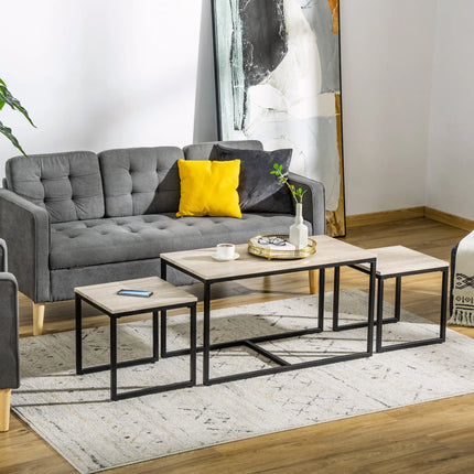 Nesting Coffee Table Set of 3 – Natural Wood